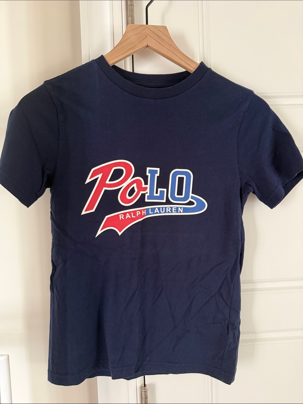 Polo by Ralph Lauren Navy Short-Sleeve Logo Tee with Red & Blue Script